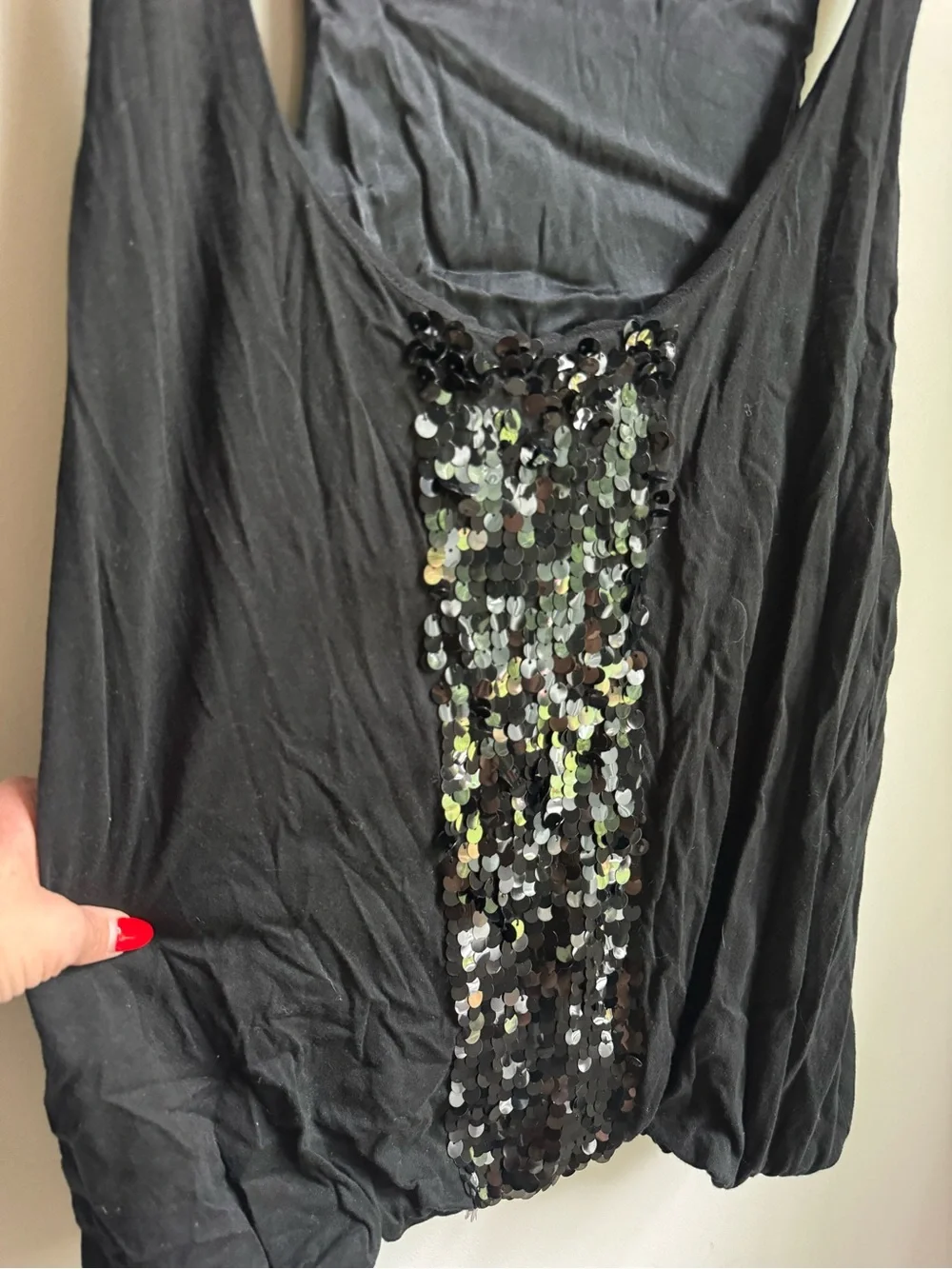 J. Crew Black Sequin Front Scoop Tank Top